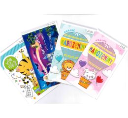 Přání "E" dětské s kapsou mix